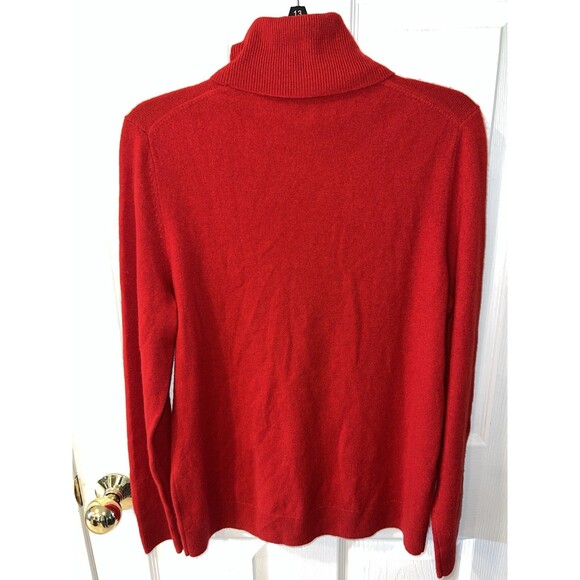 Talbots Sweater Womens Large Pure Cashmere Red Mock Turtleneck Timeless Preppy - Picture 6 of 8